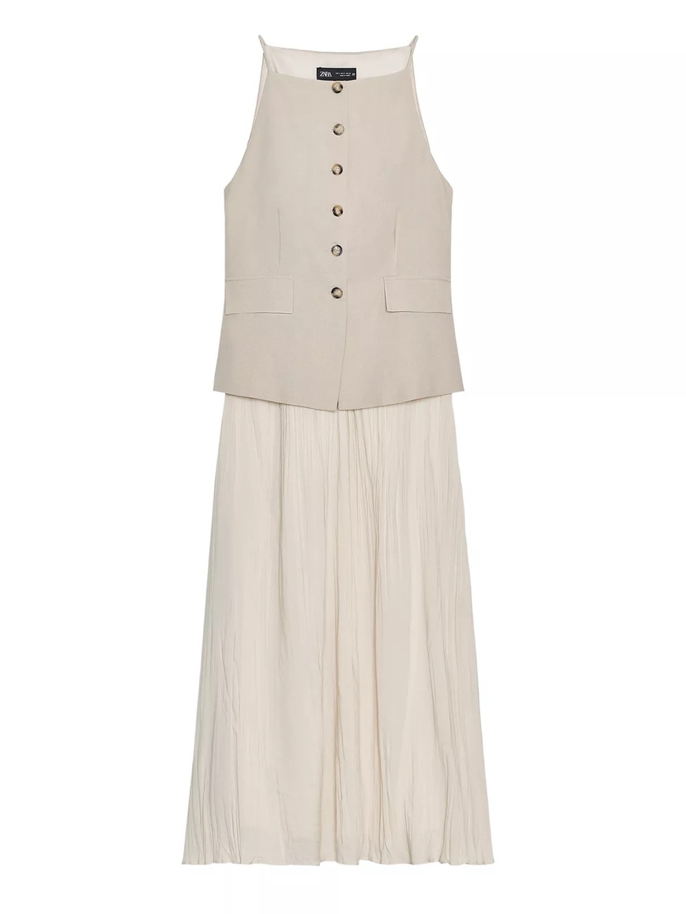 Pleated Skirt Midi waistcoat dress